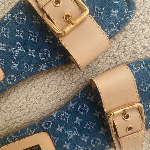 Louis Vuitton Denim Monogram Sandal Slides 38.5 size 8.5 - Picture 4 of 7